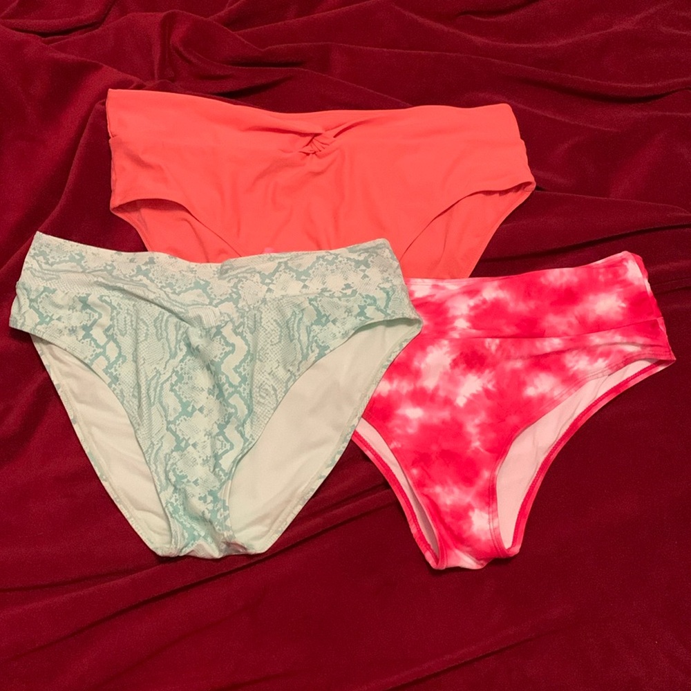 NWOT Multi-colored high waisted bikini bottom bundle